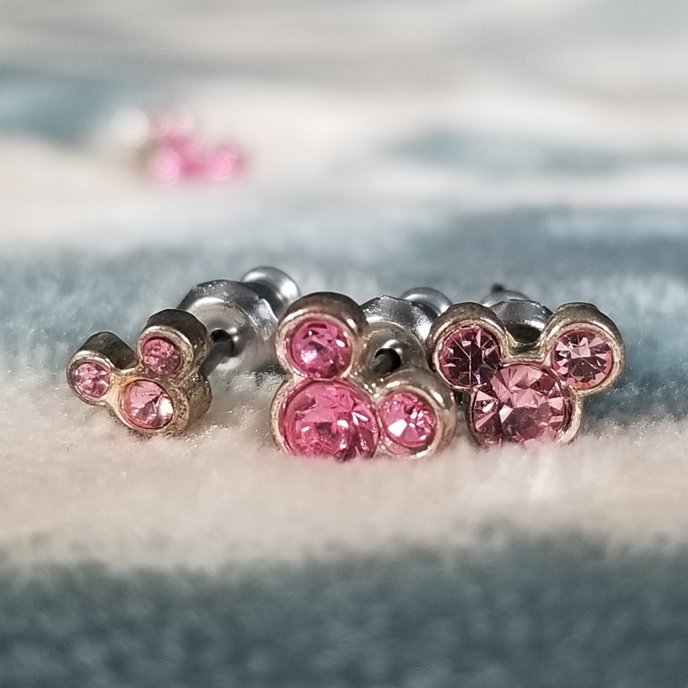 NWOT 3 Pairs of Pink Micky Mouse Head Earrings